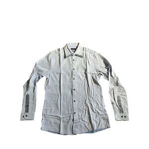 Next Men's Gray Long Sleeve‎ Button-Up Dress Shirt Size 15.5 Slim Fit